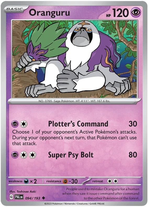 Oranguru common kaart #094 uit de Pokémon Paldea Evolved set