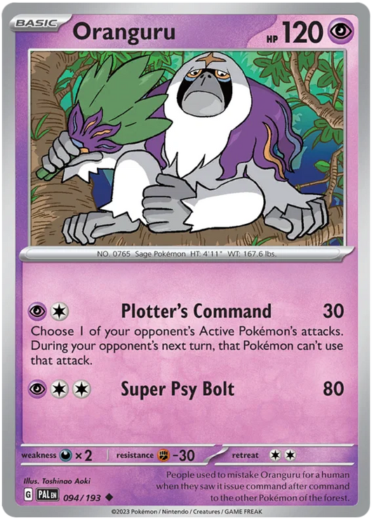 Oranguru common kaart #094 uit de Pokémon Paldea Evolved set