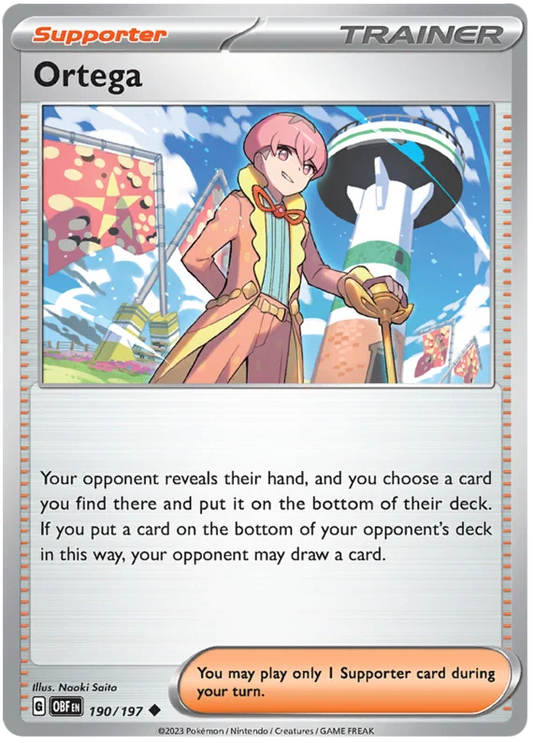 Pokémon Ortega common trainerkaart #190 uit de Obsidian Flames set
