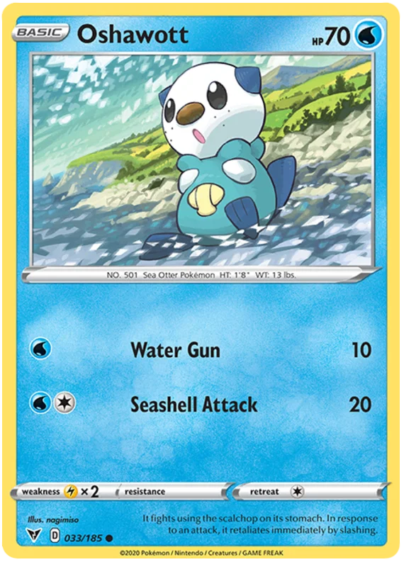 Pokémon Oshawott 033/185 common kaart uit Vivid Voltage set
