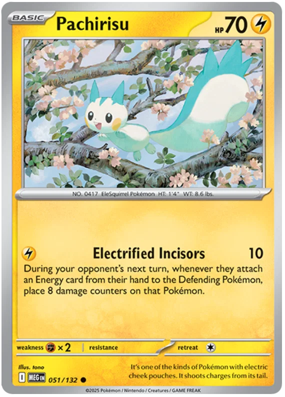 Pachirisu common kaart nummer 051 uit de Pokémon Mega Evolution set