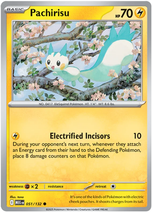 Pachirisu common kaart nummer 051 uit de Pokémon Mega Evolution set
