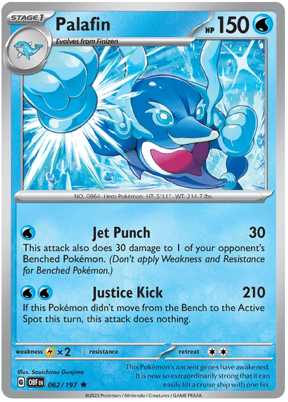 Pokemon Palafin Holo kaart nummer 062 uit de Obsidian Flames set