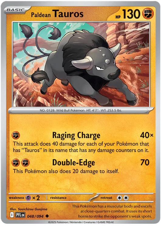 Pokémon Paldean Tauros #048 common kaart uit de Phantasmal Flames set