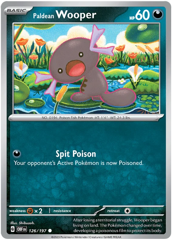 Paldean Wooper common kaart #126 uit de Pokémon Obsidian Flames set