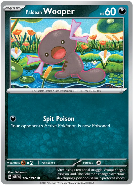 Paldean Wooper common kaart #126 uit de Pokémon Obsidian Flames set