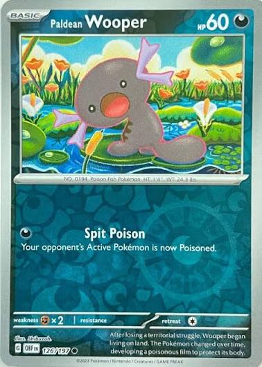 Paldean Wooper reverse holo kaart #126 uit de Pokémon Obsidian Flames set