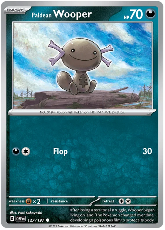 Paldean Wooper #127 common kaart uit de Pokémon Obsidian Flames set