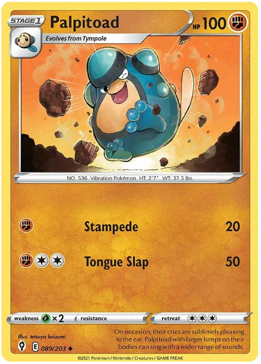 Palpitoad common pokémonkaart 089/203 uit de Evolving Skies set
