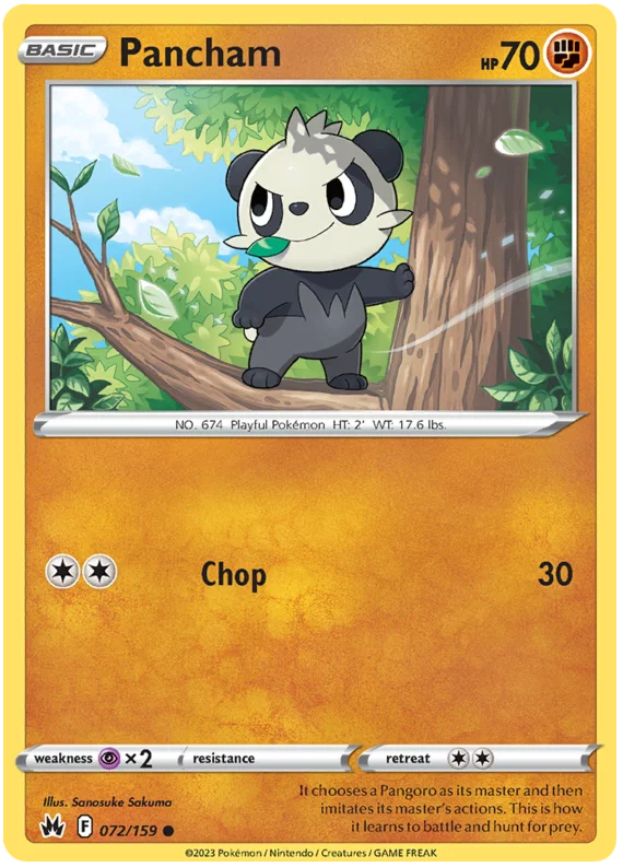 Pokémon Pancham common kaart #072 uit de Crown Zenith set