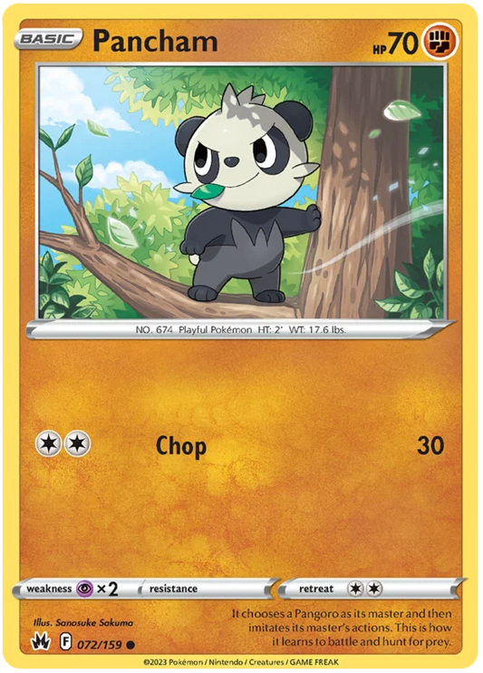 Pokémon Pancham common kaart #072 uit de Crown Zenith set