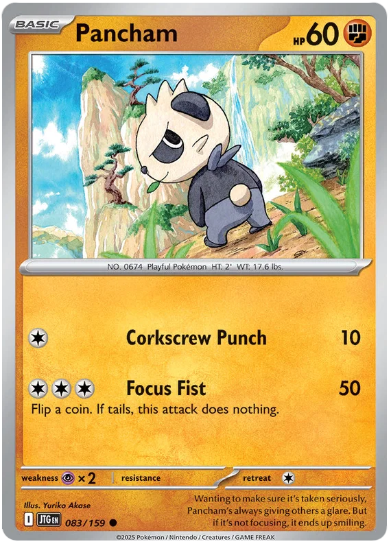 Pancham common kaart #083 uit de Pokémon Journey Together set