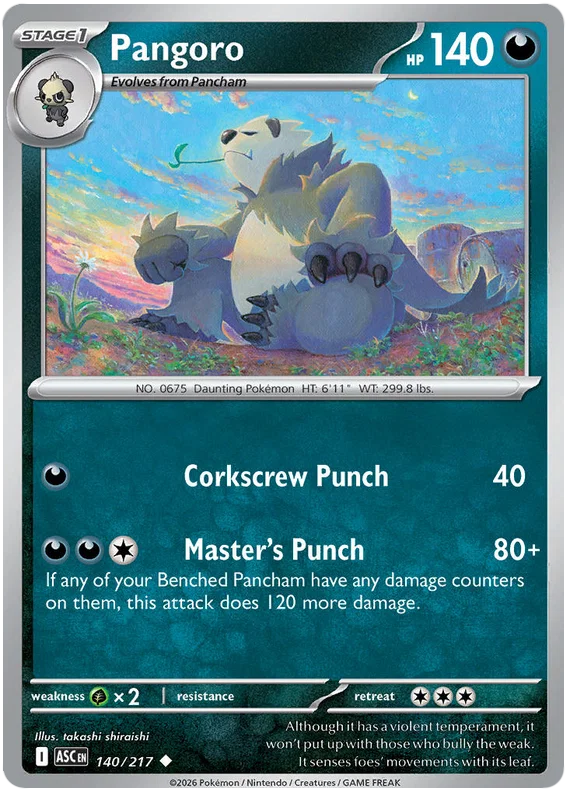 Pangoro #140 common kaart uit de Pokémon set Ascended Heroes