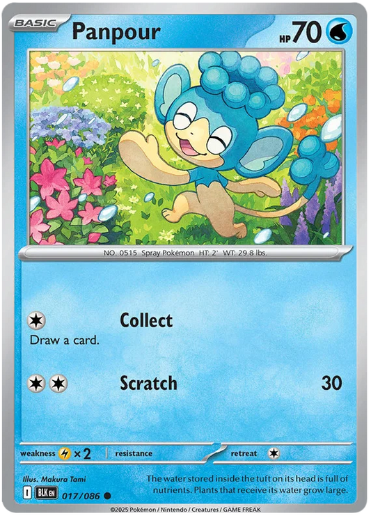 Pokémon Panpour #017 common kaart uit de Black Bolt set
