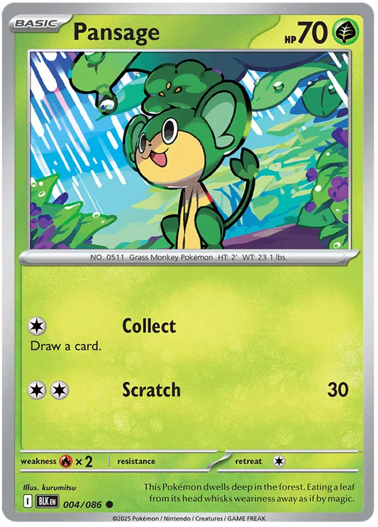 Pokemon Pansage #004 common kaart uit de Black Bolt set