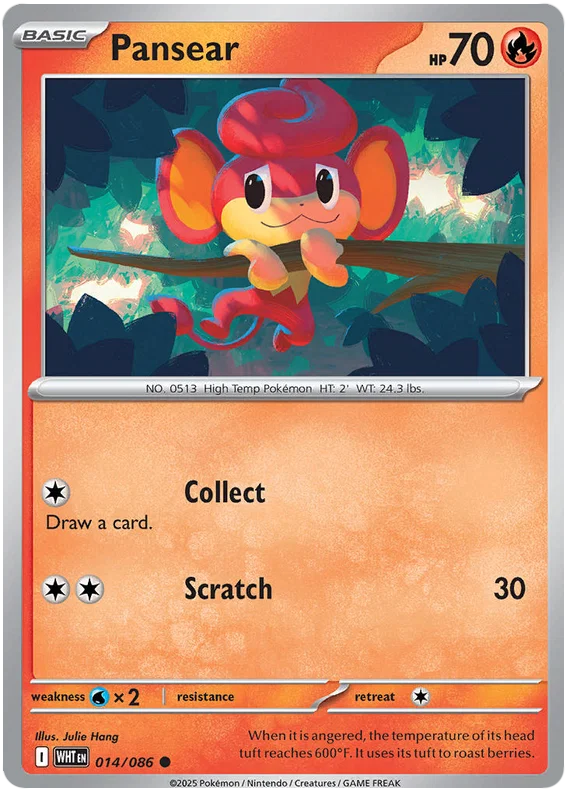 Pokemon Pansear #014 common kaart uit de White Flare set