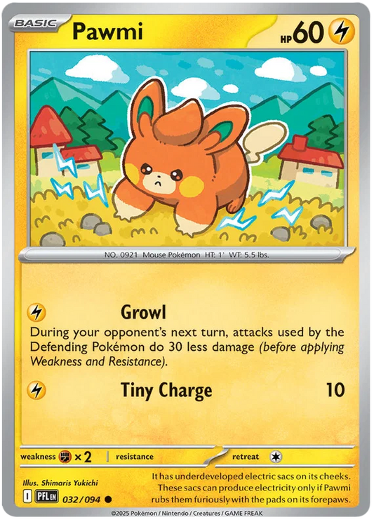Pokémon Pawmi common kaart #032 uit de Phantasmal Flames set