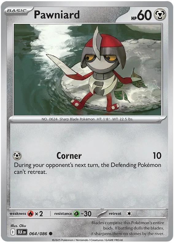 Pokémon Pawniard #064 common kaart uit de Black Bolt set