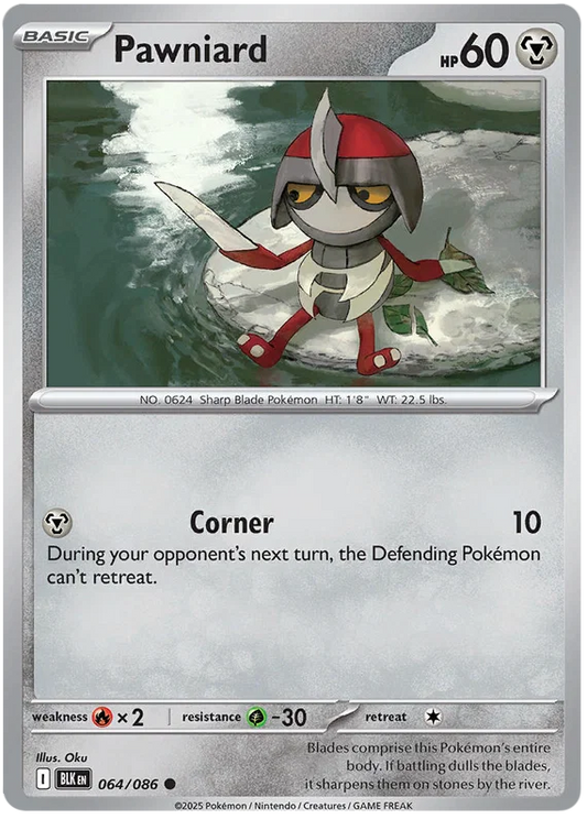 Pokémon Pawniard #064 common kaart uit de Black Bolt set