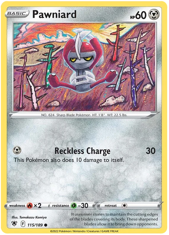 Pawniard common kaart uit Pokémon Astral Radiance, nummer 115/189
