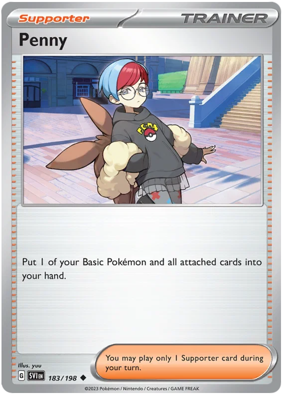 Penny common trainerkaart #183 uit de Pokémon Scarlet & Violet basisset