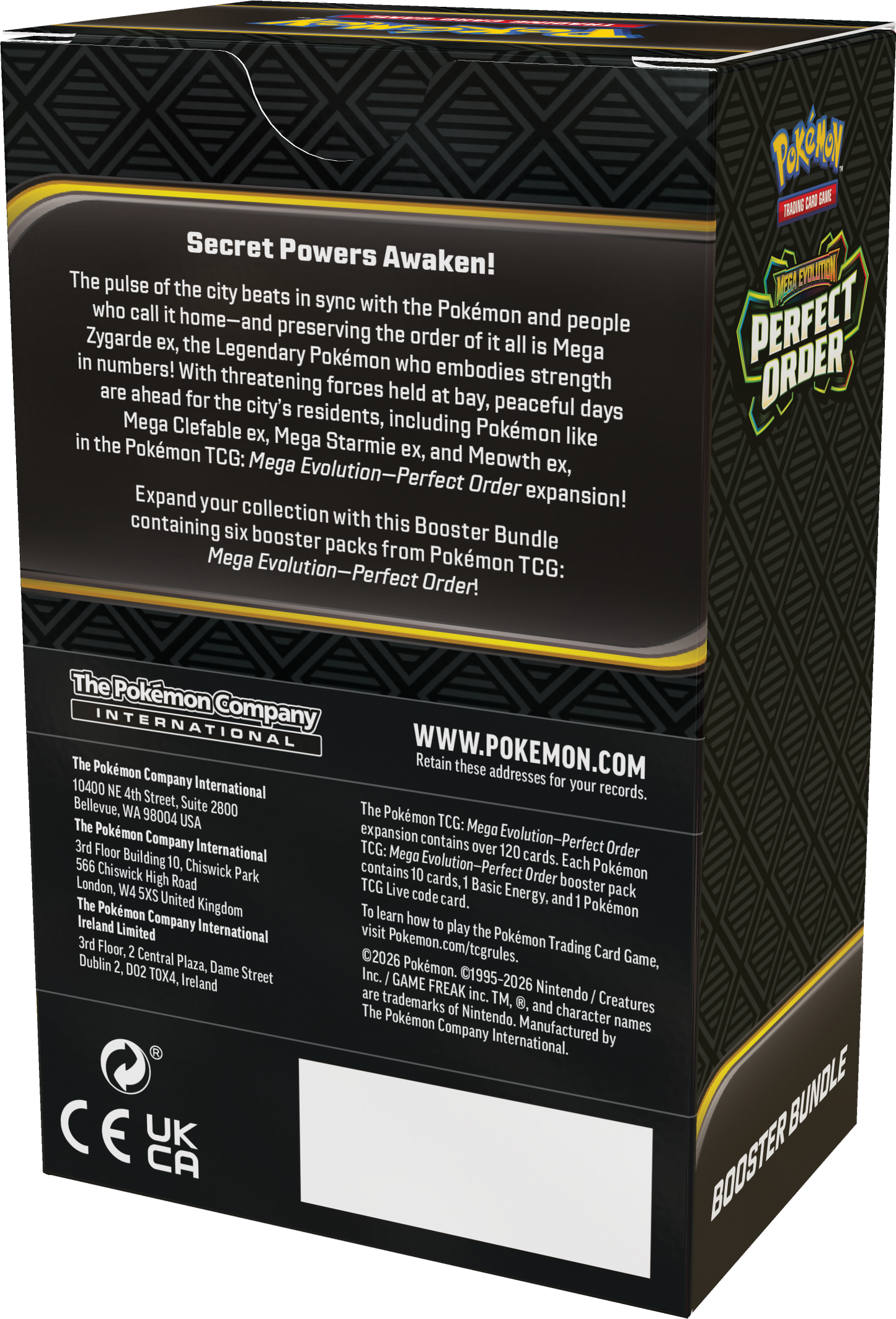 Achterkant van de Perfect Order Booster Bundle verpakking met productinformatie