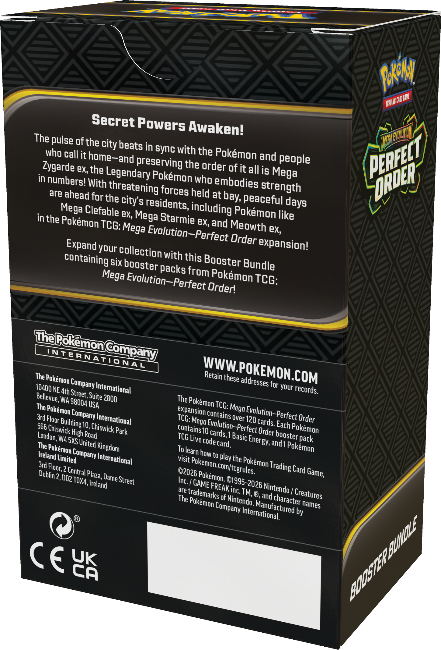 Achterkant van de Perfect Order Booster Bundle verpakking met productinformatie