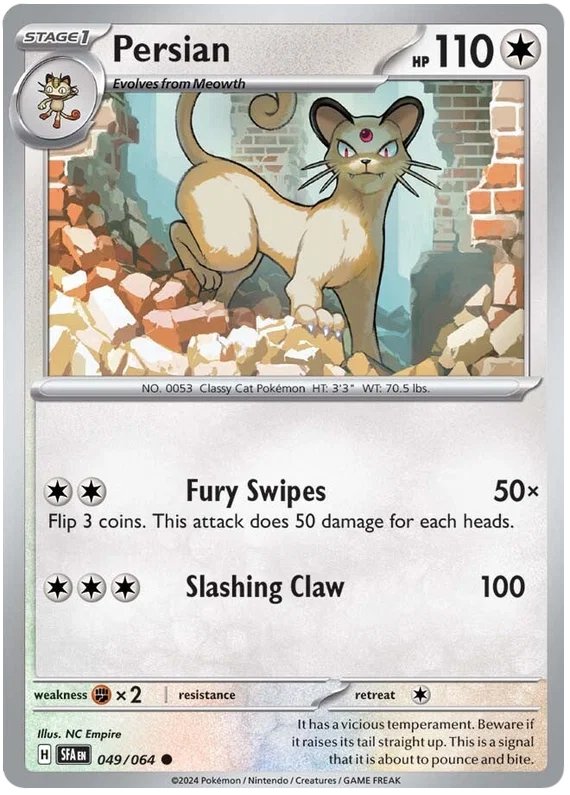 Pokémon kaart Persian #049 common uit de Shrouded Fable set