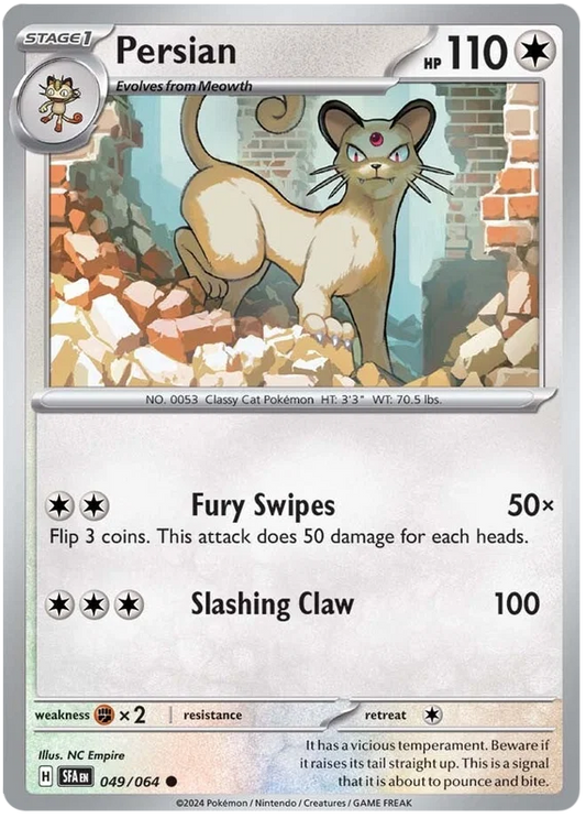 Pokémon kaart Persian #049 common uit de Shrouded Fable set