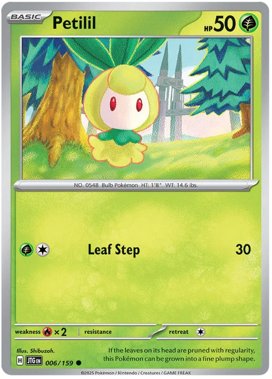 Pokémon Petilil common kaart #006 uit de Journey Together set