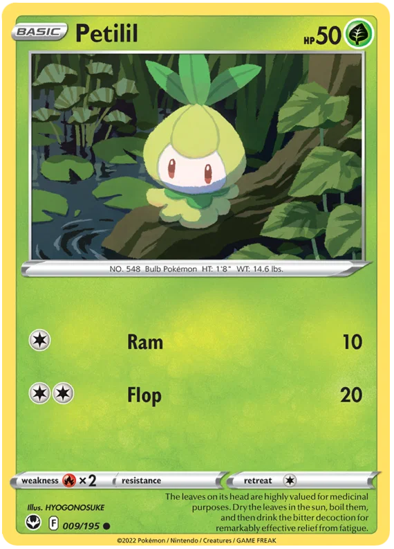 Petilil common kaart #009 uit de Pokémon Silver Tempest set