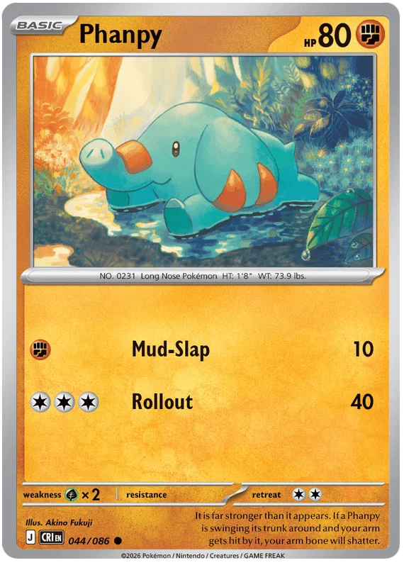 Pokemon Phanpy #044 common kaart uit de Chaos Rising set