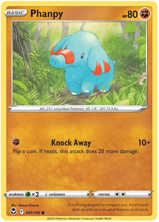 Phanpy common kaart #091 uit de Pokémon Silver Tempest set