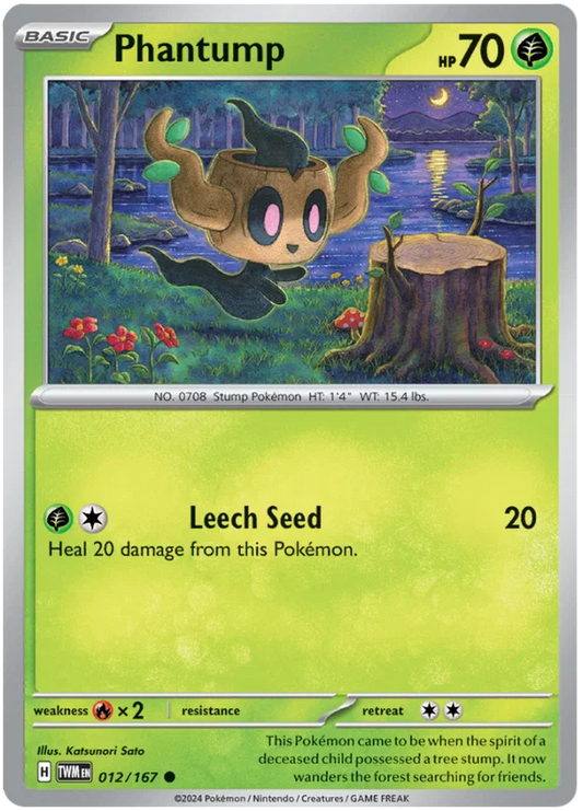 Phantump common kaart nummer 012 uit de Pokémon Twilight Masquerade set