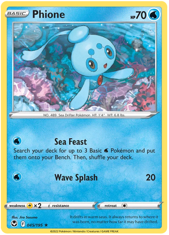 Pokémon Phione common kaart #045/195 uit de Silver Tempest set