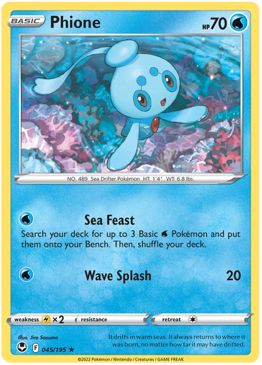 Pokémon Phione common kaart #045/195 uit de Silver Tempest set