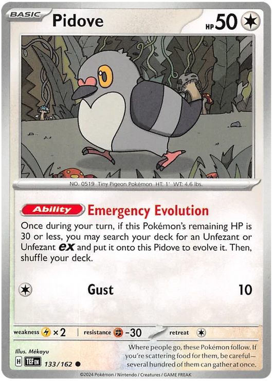 Pidove common kaart nummer 133 uit de Pokémon Temporal Forces set