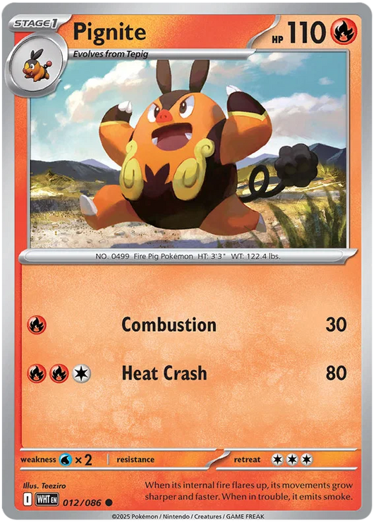 Pokémon Pignite #012 common kaart uit de White Flare set