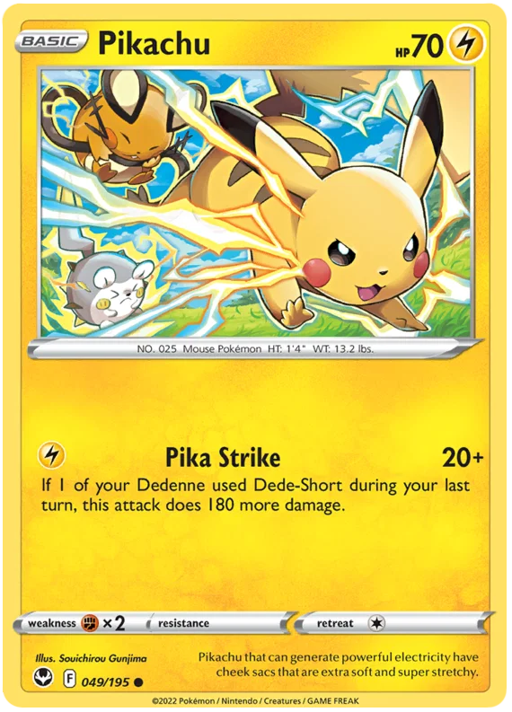 Pikachu common #049/195 Pokémon kaart uit Silver Tempest set
