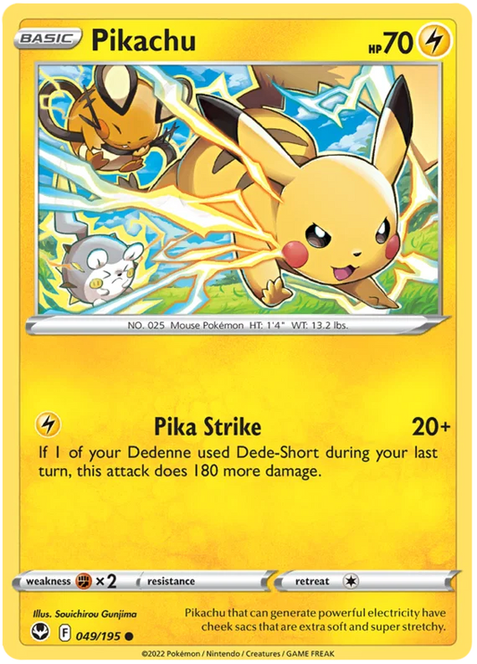 Pikachu common #049/195 Pokémon kaart uit Silver Tempest set