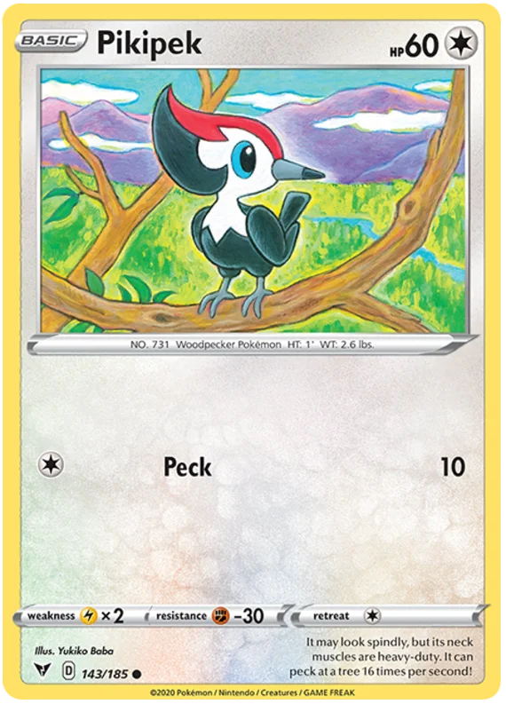 Pikipek common Pokémon kaart 143/185 uit de Vivid Voltage set