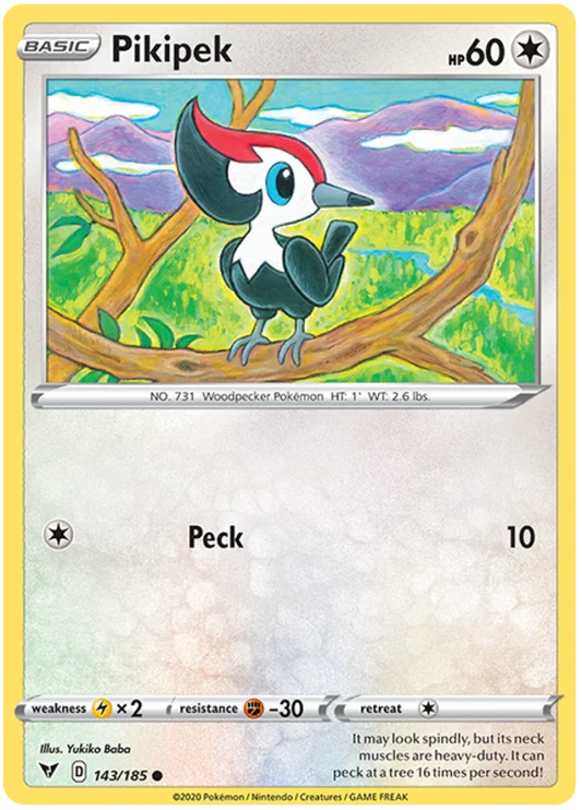 Pikipek common Pokémon kaart 143/185 uit de Vivid Voltage set
