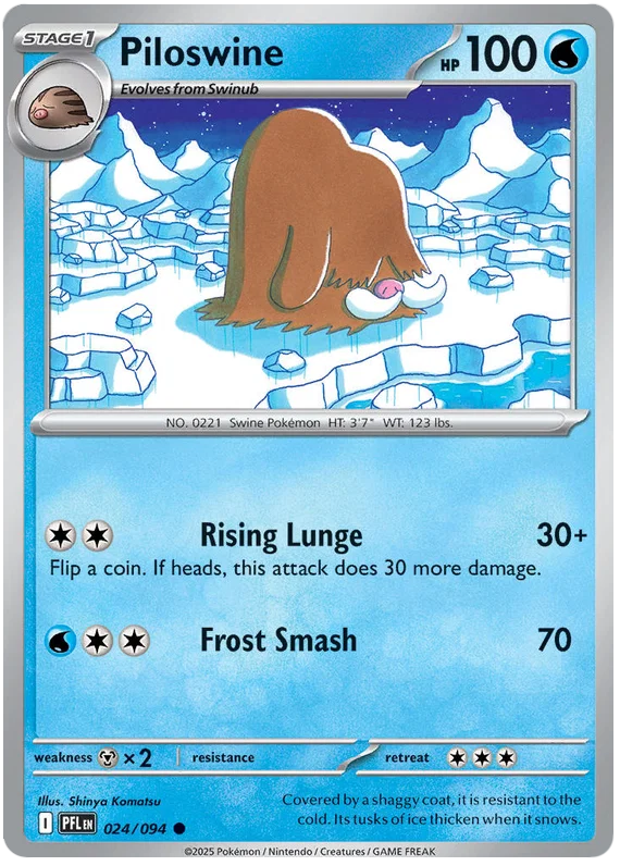 Piloswine common kaart nummer 024 uit de Pokémon-set Phantasmal Flames