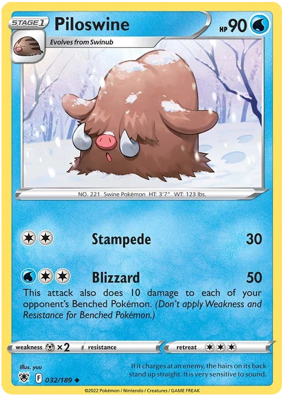 Piloswine common kaart 032/189 uit de Pokémon Astral Radiance set