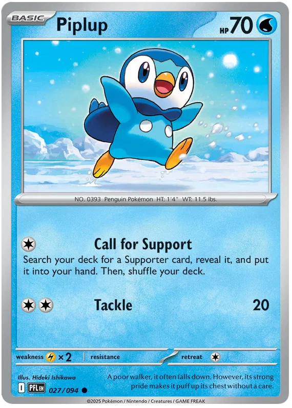 Piplup #027 common Pokémon kaart uit de Phantasmal Flames set