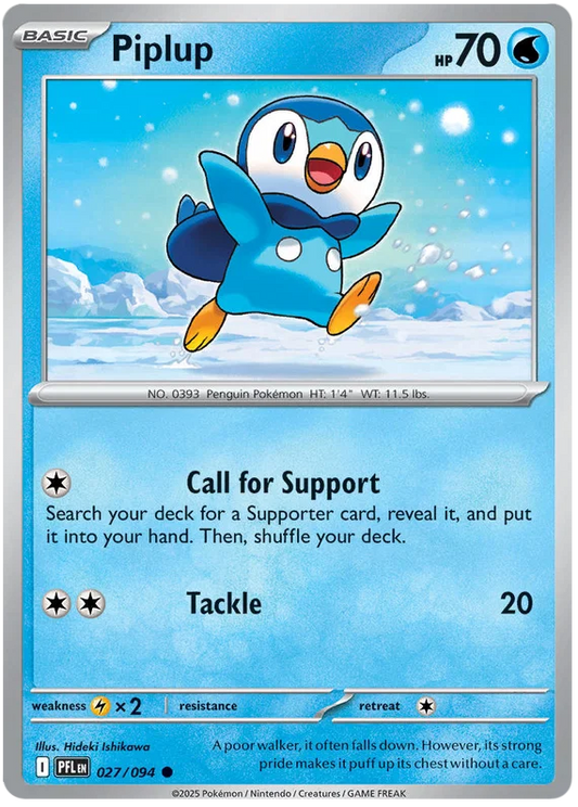 Piplup #027 common Pokémon kaart uit de Phantasmal Flames set