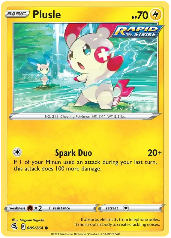 Pokémon Plusle common kaart 089/264 uit de Fusion Strike set