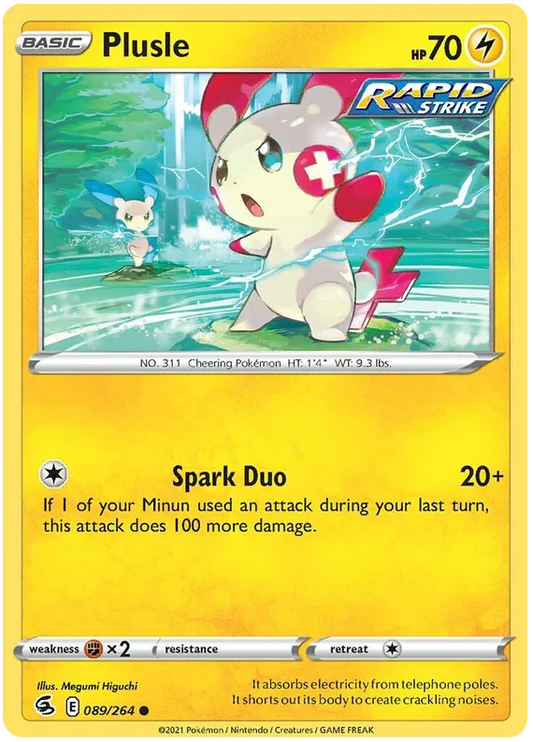 Pokémon Plusle common kaart 089/264 uit de Fusion Strike set