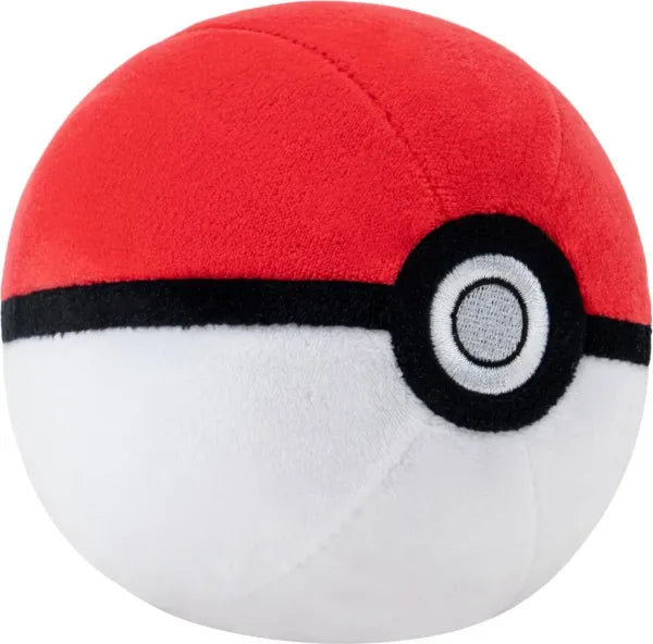 Zachte Pokémon Poké Ball pluche knuffel van 12.5 cm groot met iconische rode en witte details - verpakking