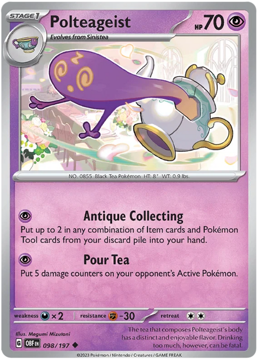 Pokémon Polteageist common kaart #098 uit de Obsidian Flames set
